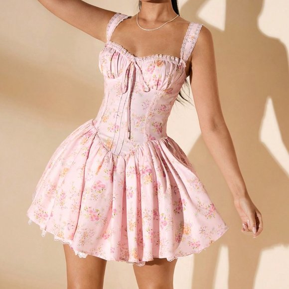 Multicolor Elegant Women's Short Sleeve Fitted Zip-Up Pleated Dress - Picture 4 of 8